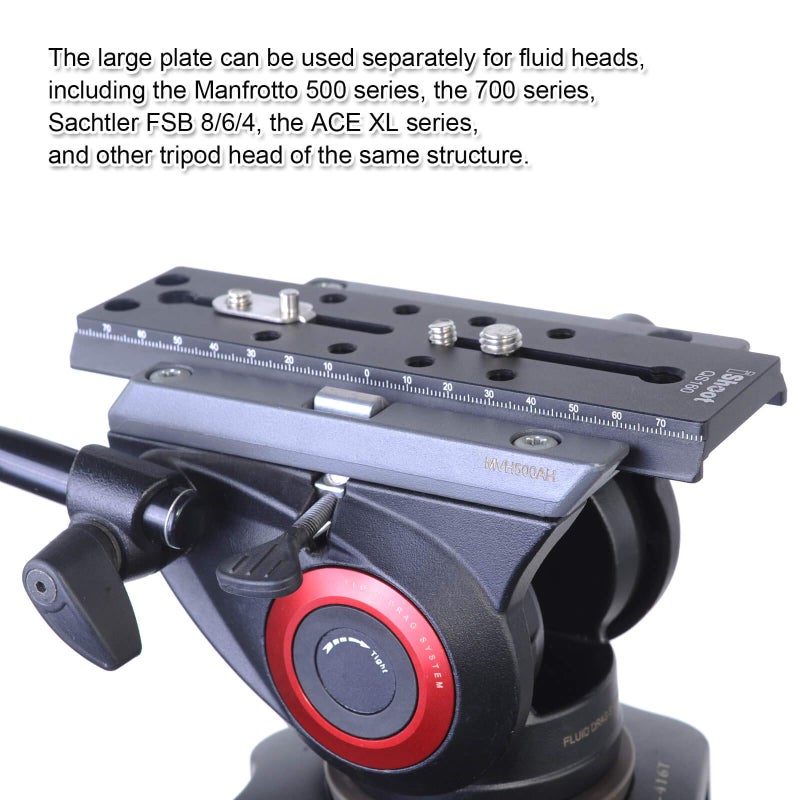 iShoot Camera Quick Release Plate Combo QR Mount Base Compatible with Tripod Fluid Head Manfrotto 500 Series, 700 Series and Sachtler FSB 10T / 8T/ 6T, DV2/DV8/DV10SB/DV12SB, V14/V18/ACE XL Series - Image 4